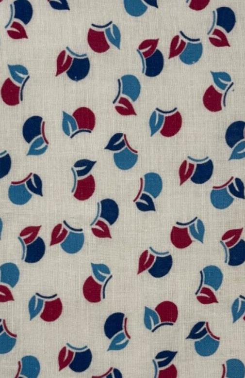 Charming vintage 1940\'s blue & burgundy geometric Feedsack Fabric piece 6.25x9\