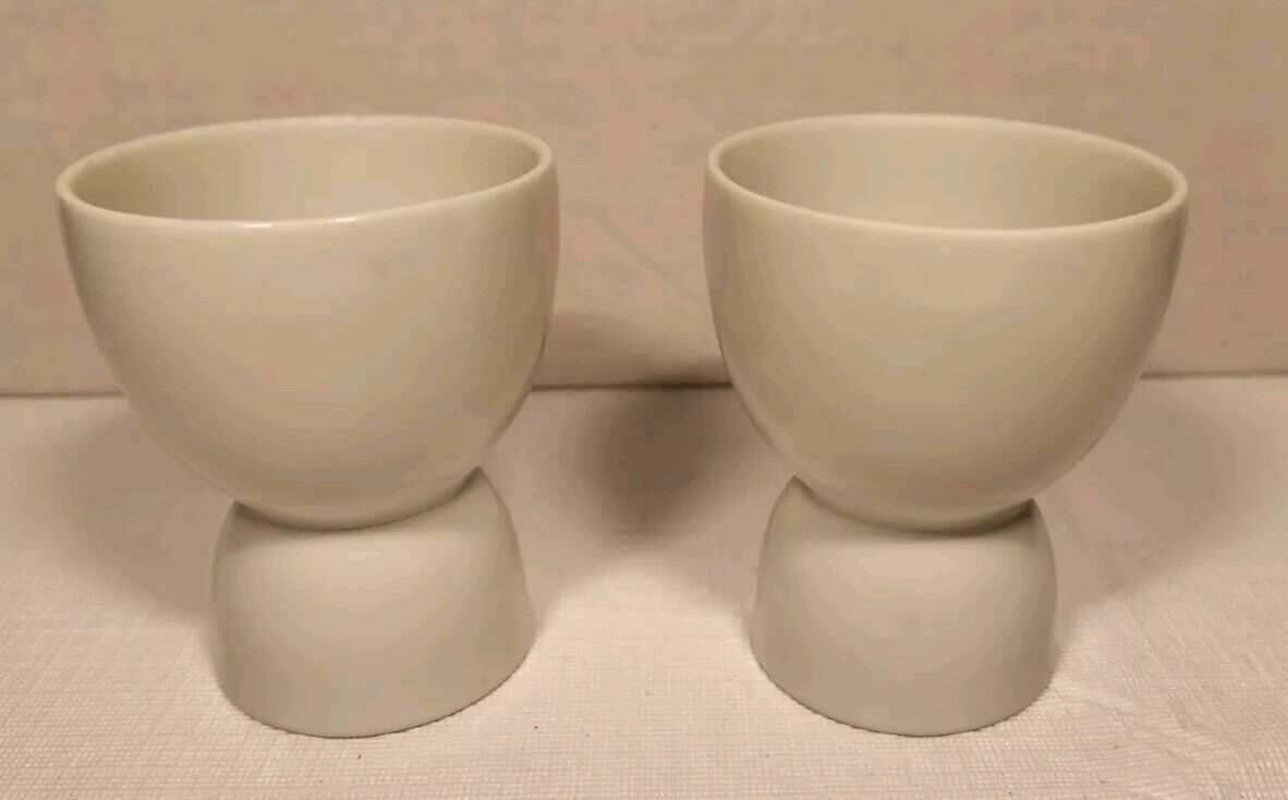 Set Of 2 Vintage Porcelain Egg Cups Plain White