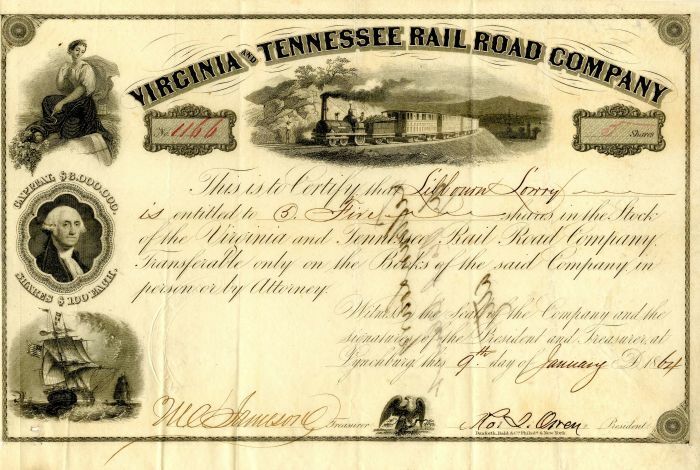 Virginia and Tennessee Rail Road Co. - Railroad Stocks