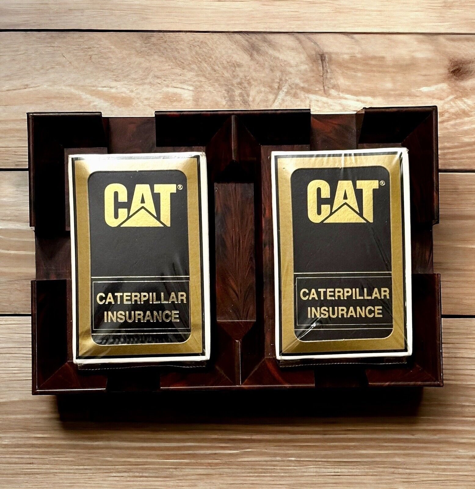 RARE Vtg 2 Decks Caterpillar CAT Insurance Gemaco Playing Cards USA NEW Sealed