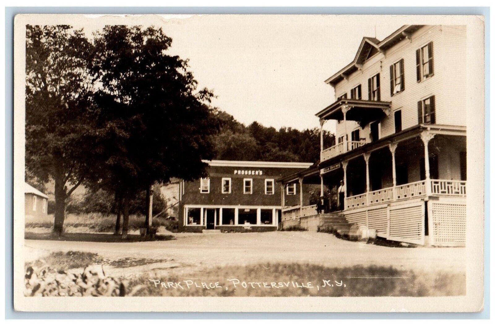 c1910\'s Prosser\'s Hotel Park Place Pottersville New York NY RPPC Photo Postcard