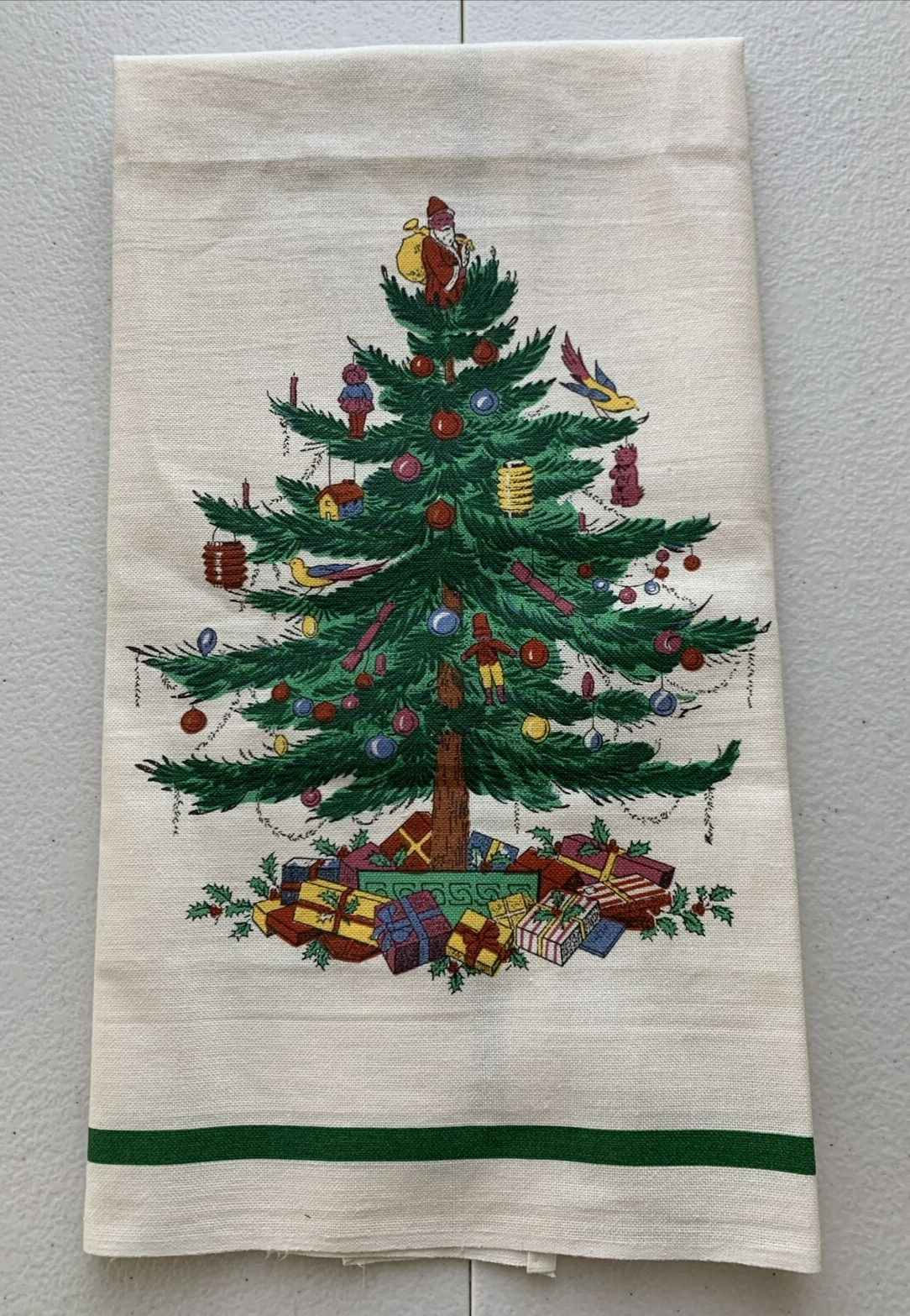 Vintage Spode Textiles Christmas Tree tea towel - 100% cotton - new- 29\
