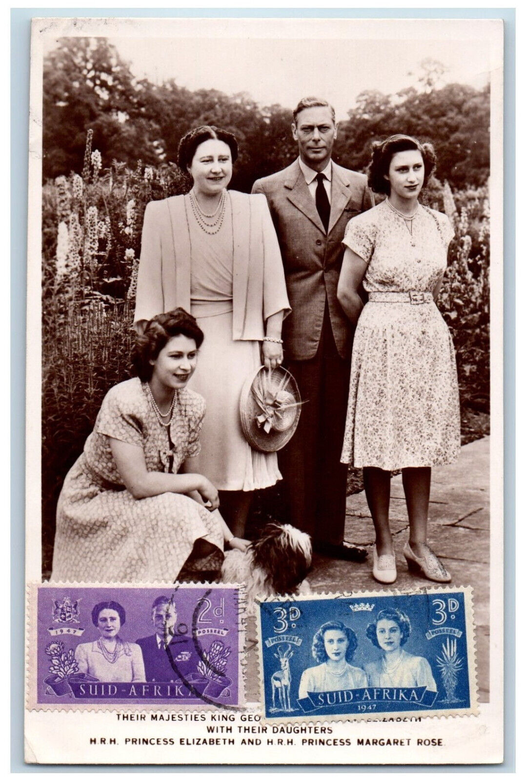 England Postcard Three Majesties Princess Elizabeth Margaret c1940's RPPC Photo