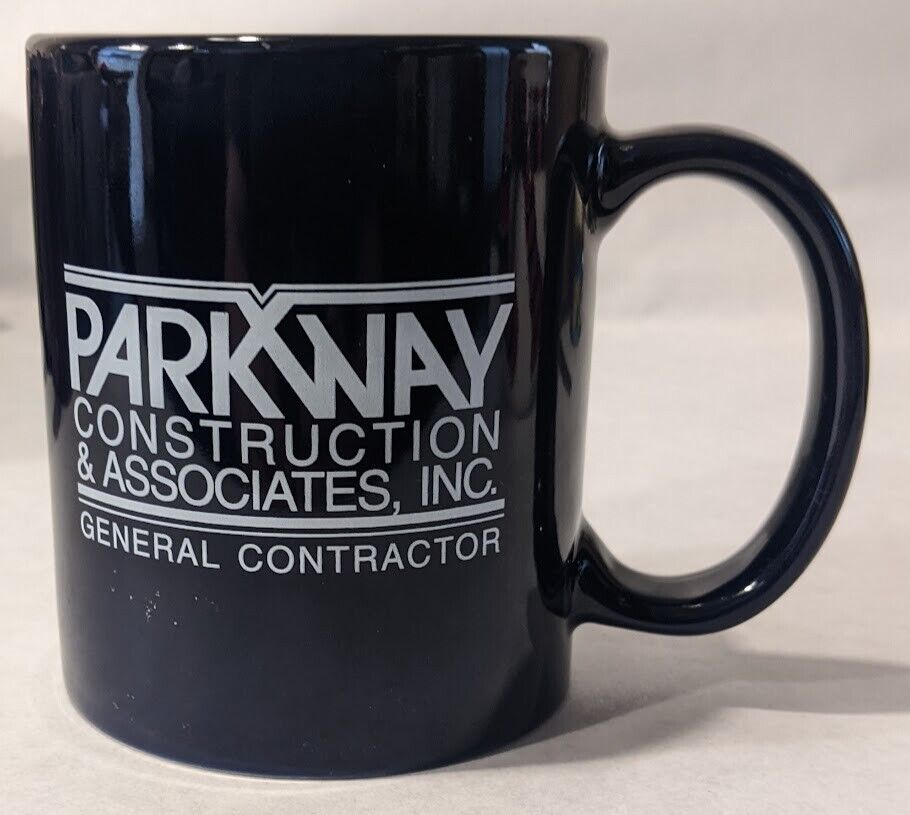 Parkway Construction & Associates, Inc. Dallas, Black Coffee Mug VG Condition