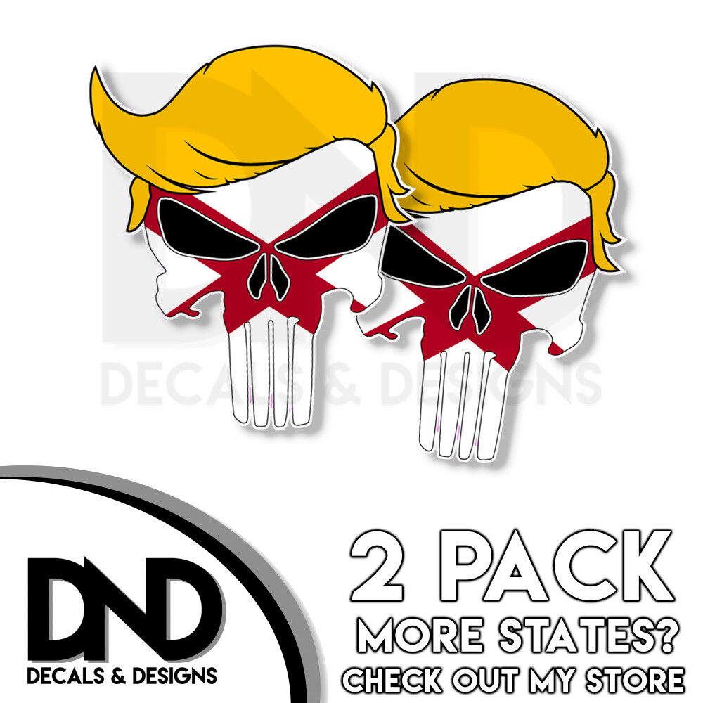 Trump Skull - Alabama Decal Republican Sticker 2 Pack AL
