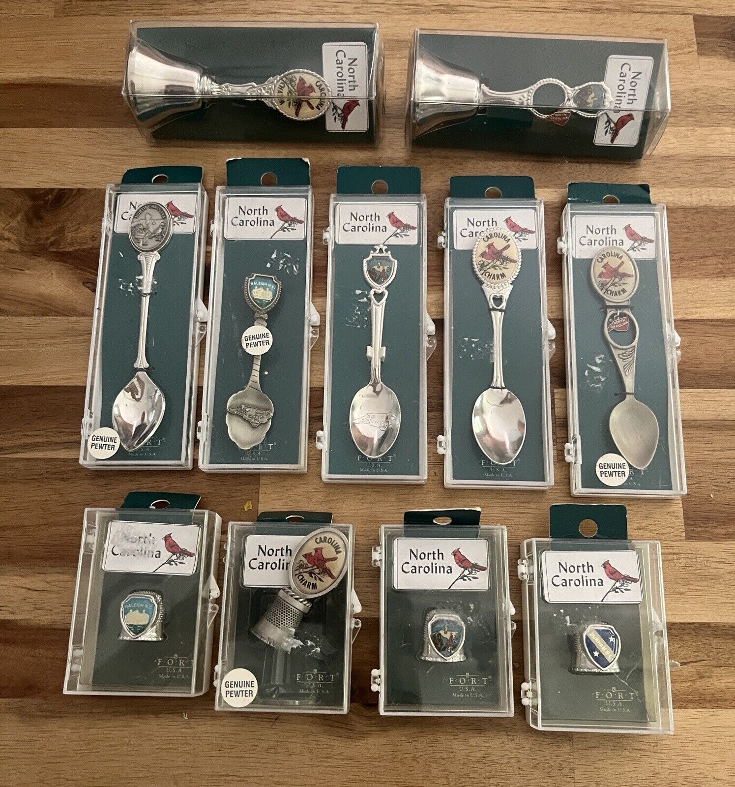 NC Collector’s Spoons,  Bells , Thimbles Set of 11