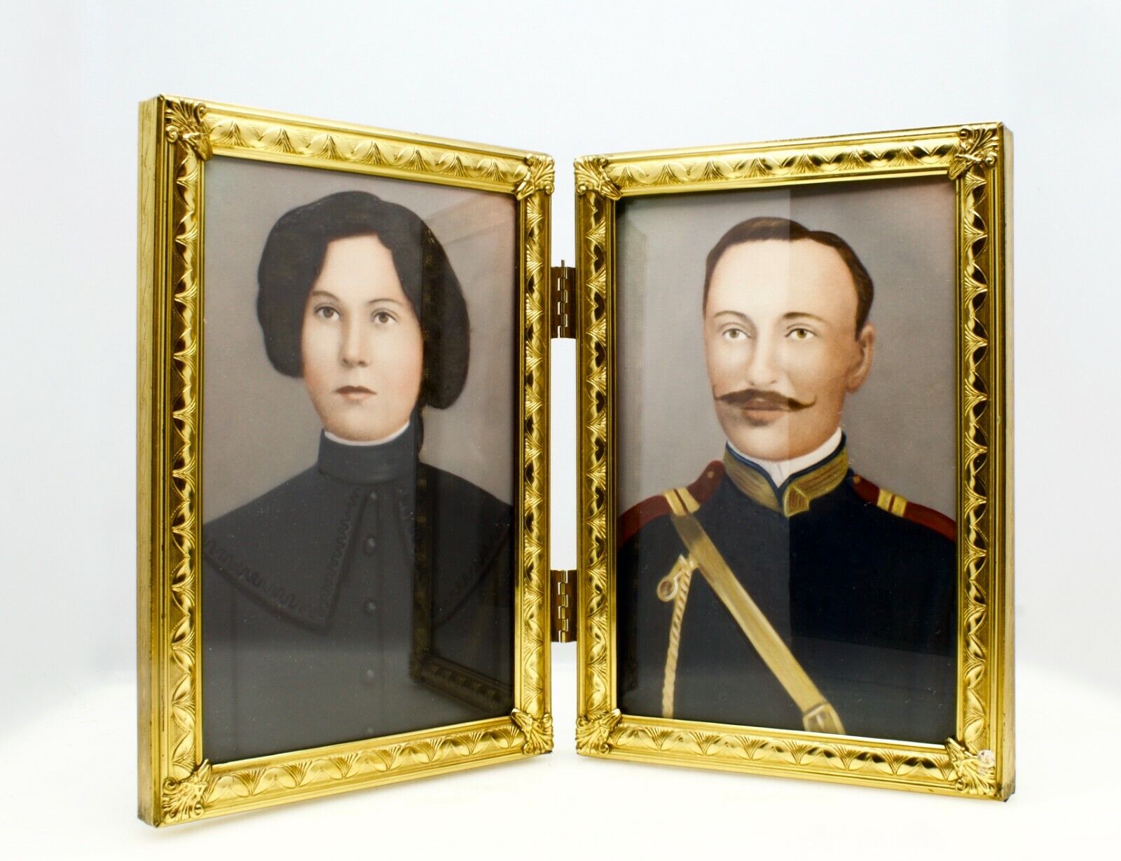 WWI Soldiers and Wife Framed Color Portrait