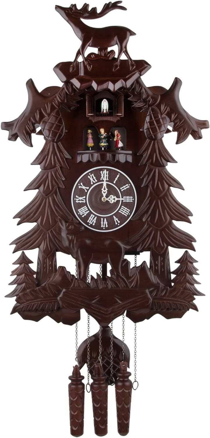 Kendal Vivid Large Handcrafted Wood Cuckoo Clock with 4 Dancers Dancing & Music