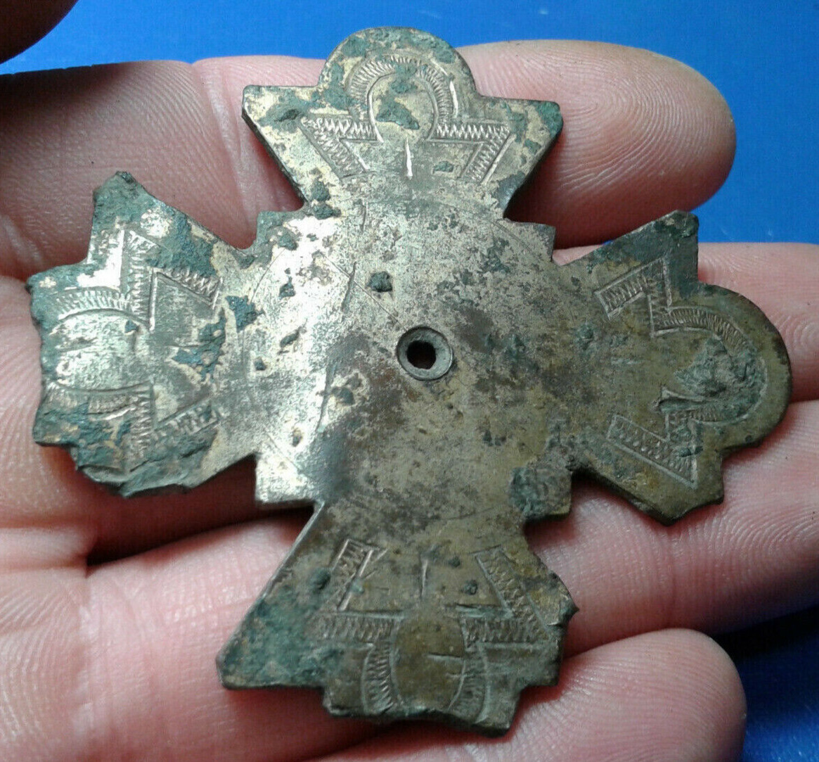 Ancient Byzantine Gilded Bronze Cross