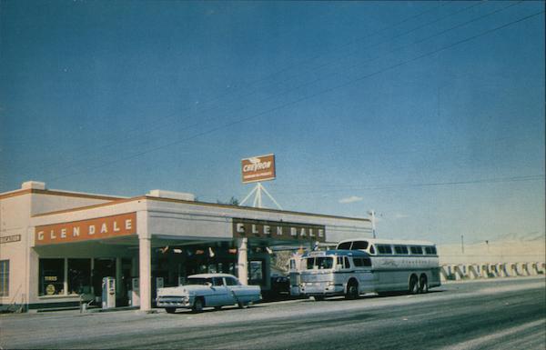 Glendale Chevron,Bus Stop,NV Clark County Buses Nevada Chrome Postcard Vintage