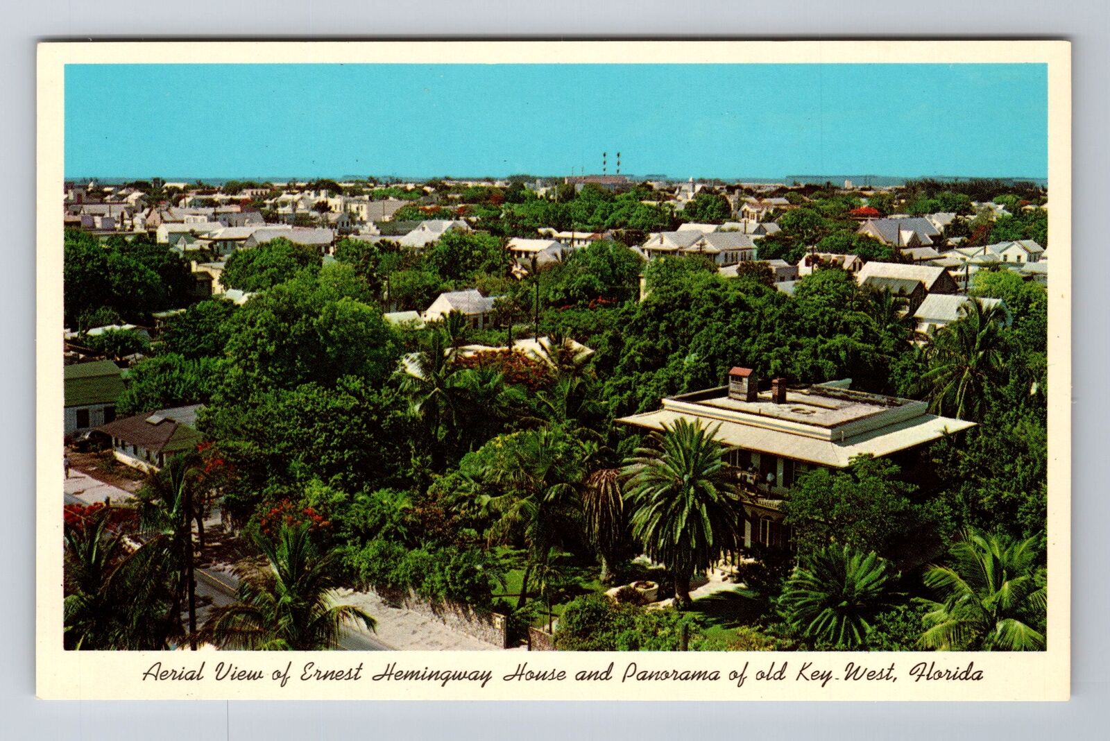 Key West FL- Florida, Aerial Hemingway House, Antique, Vintage Souvenir Postcard