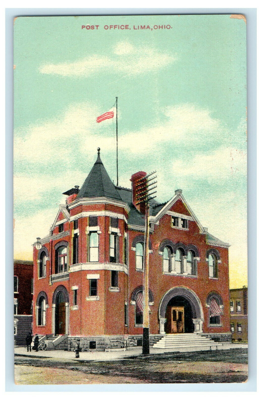 c1910s Post Office, Lima Ohio OH Antique Posted Postcard