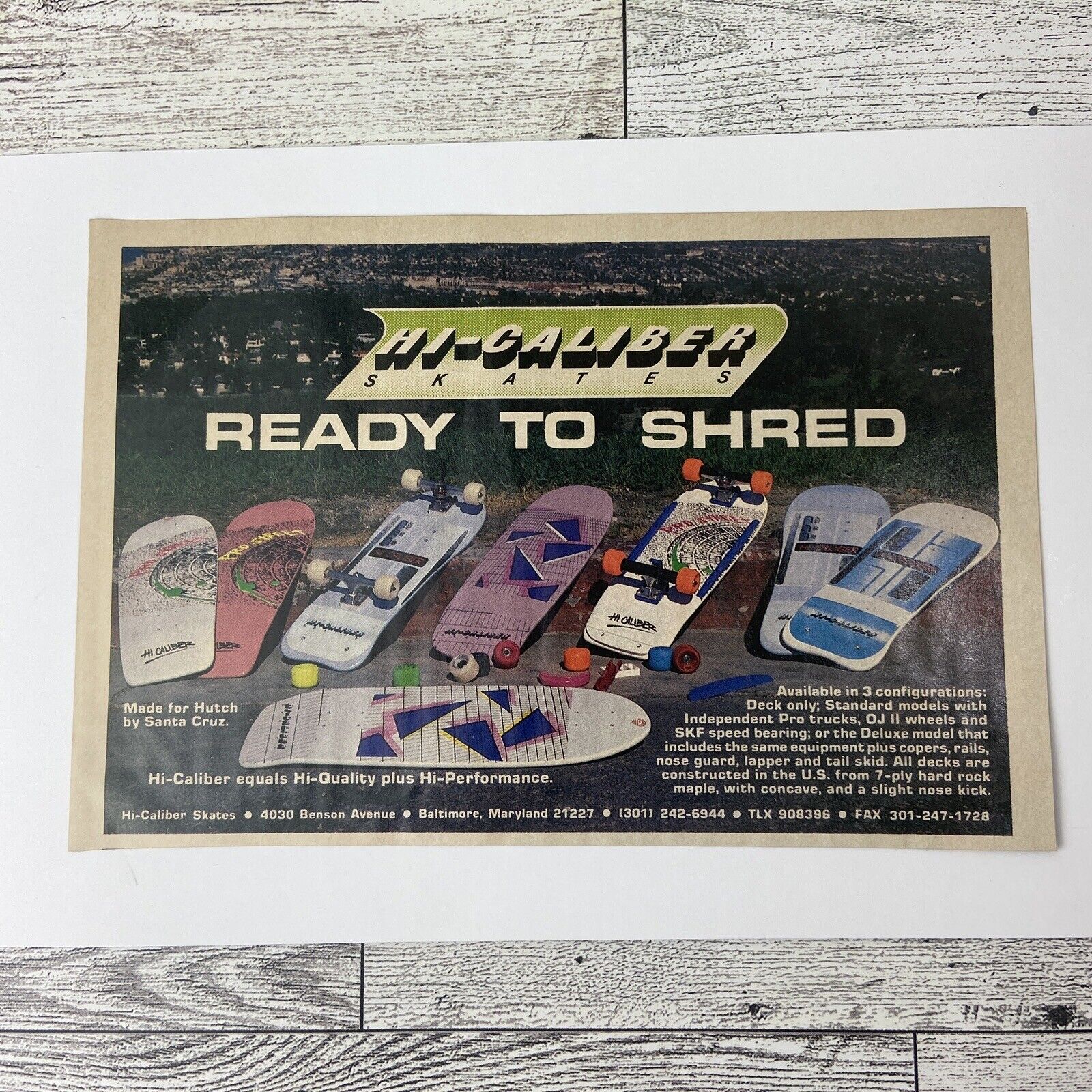Print Ad Skateboard 1980s High Caliber Vintage Promo Made Hutch By Santa Cruz