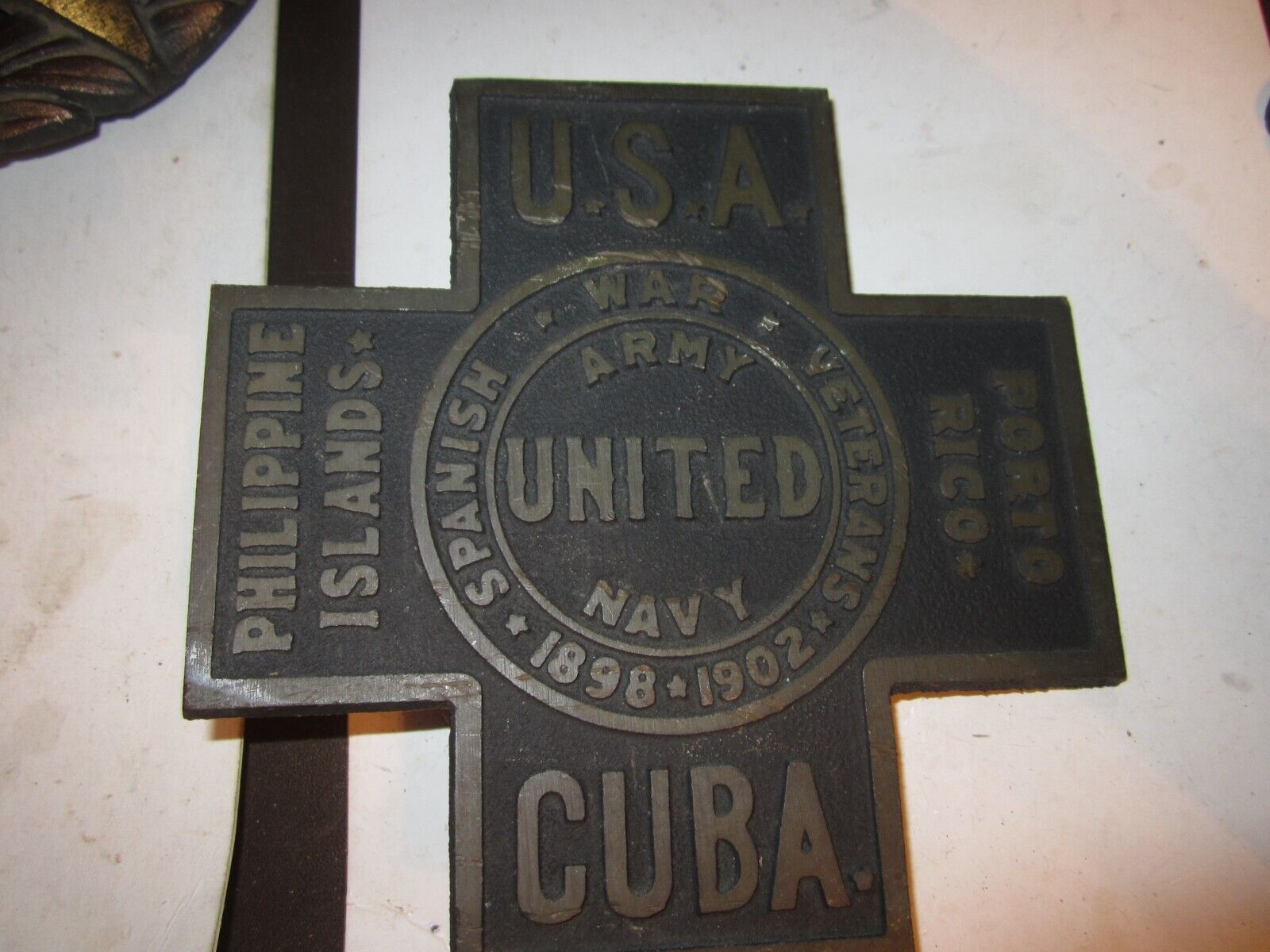 1902 Spanish American War Army Navy Veteran Brass Grave Marker