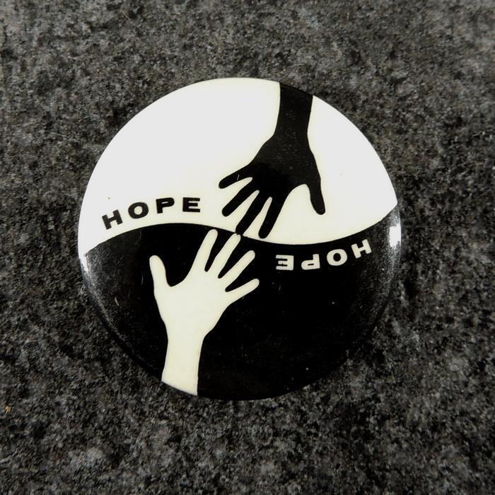 HOPE Yin & Yang Black & White Hands Civil Rights Anti-War Cause Pinback Button
