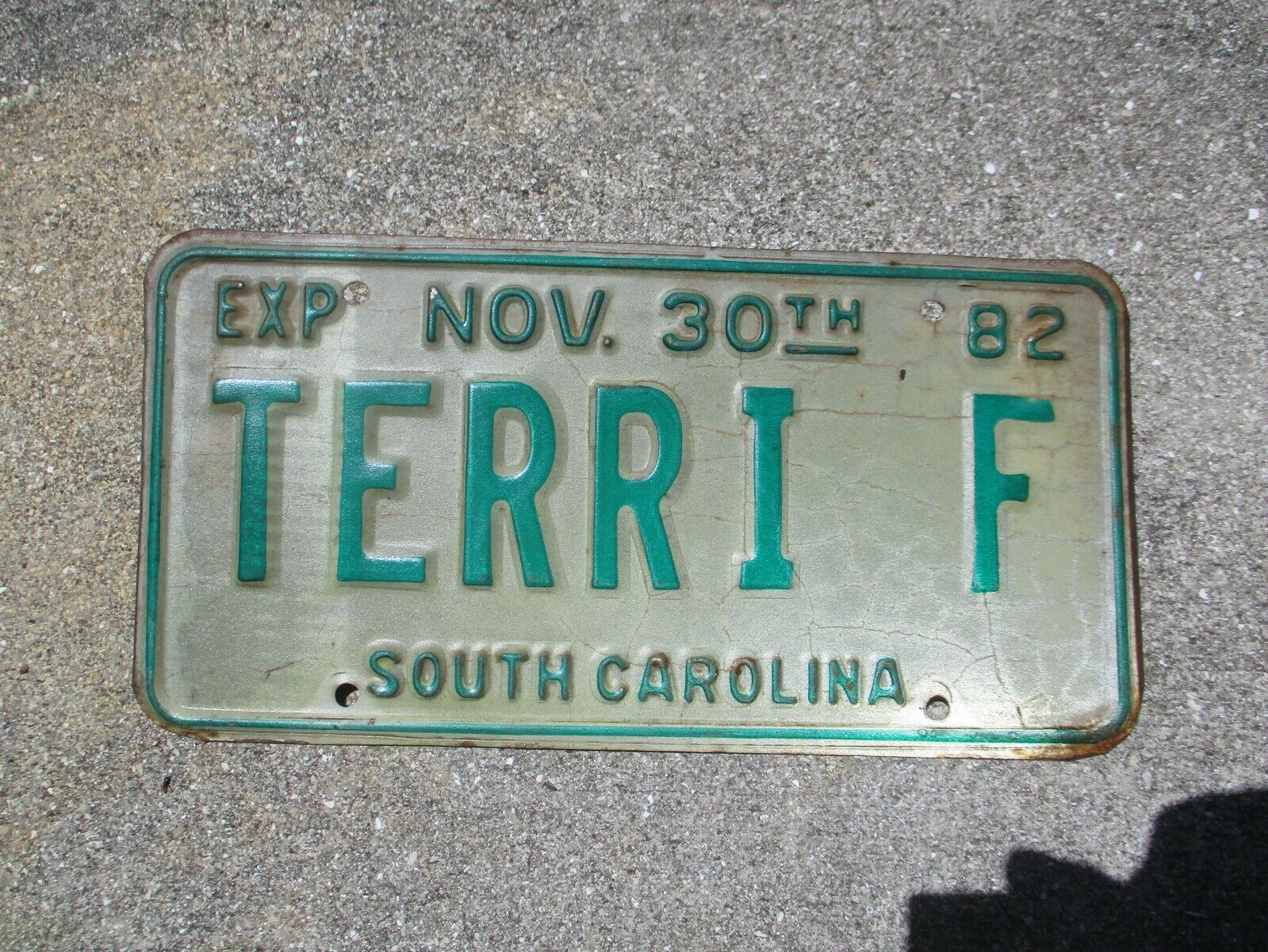 South Carolina 1982  license plate #  TERRI  F