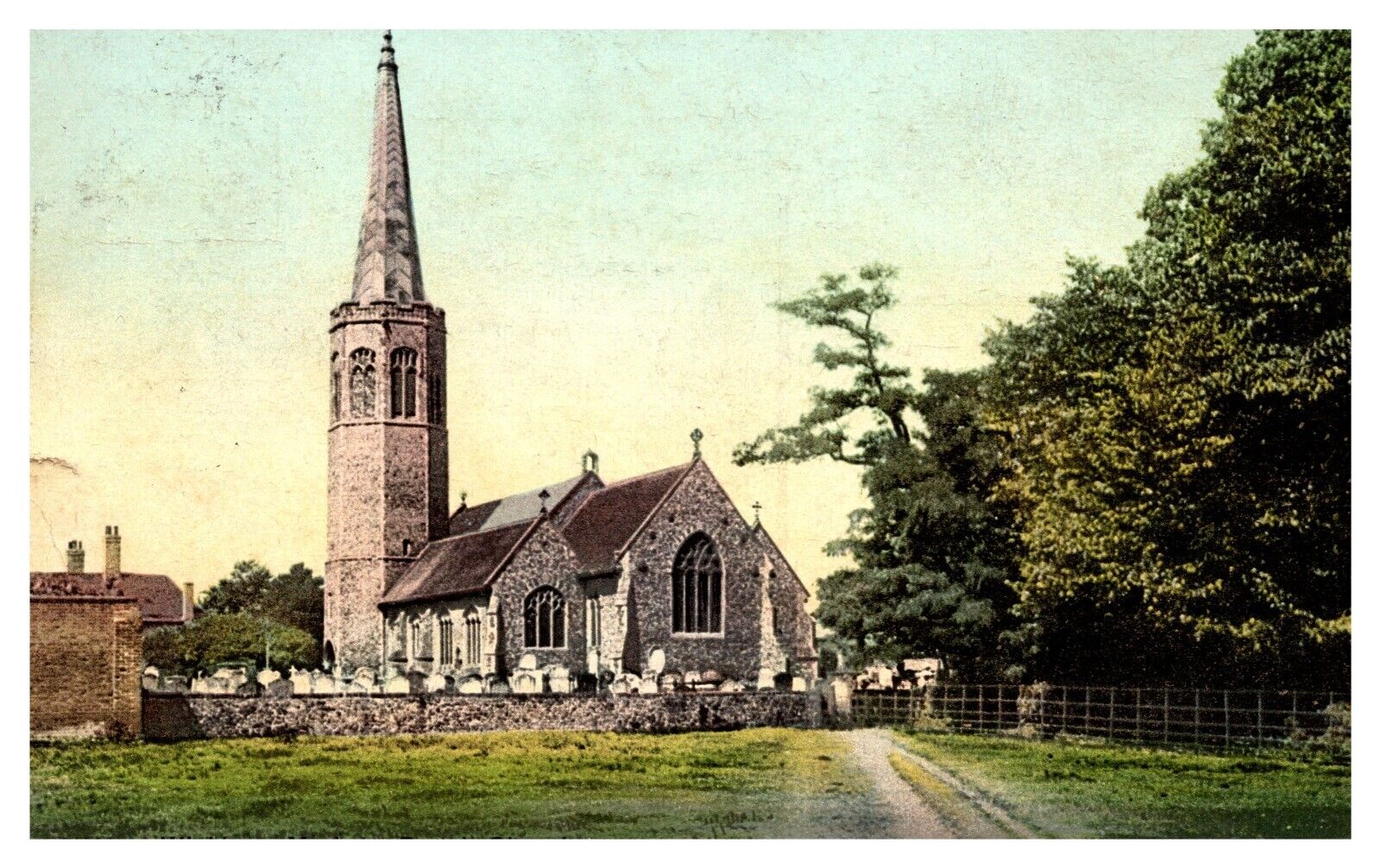 postcard the octagonal tower of All Saints church, Wickham Market, Suffolk, 3304