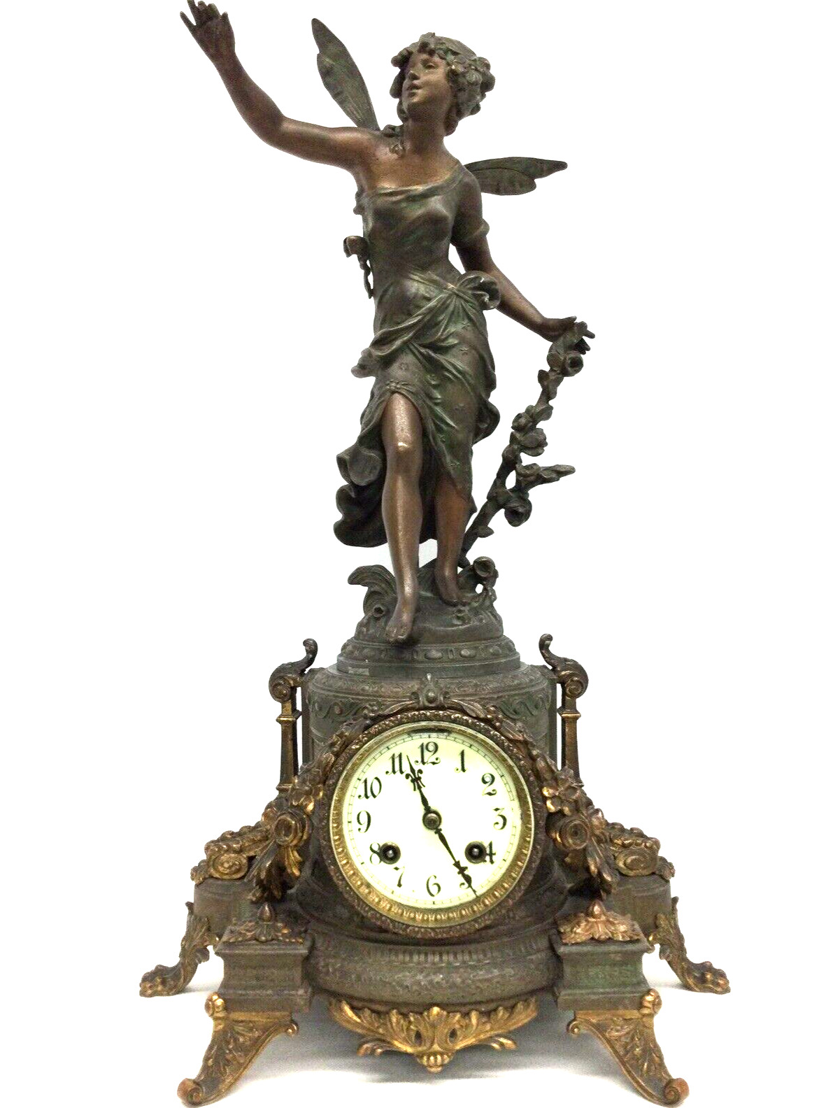 Beautiful VINTAGE RARE Ansonia clock company sculpture flower fairy 20th century