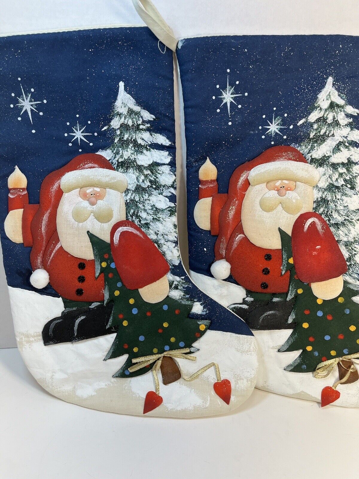 Santa Stockings Set Of 2 Christmas Homemade 3d Holiday Tree