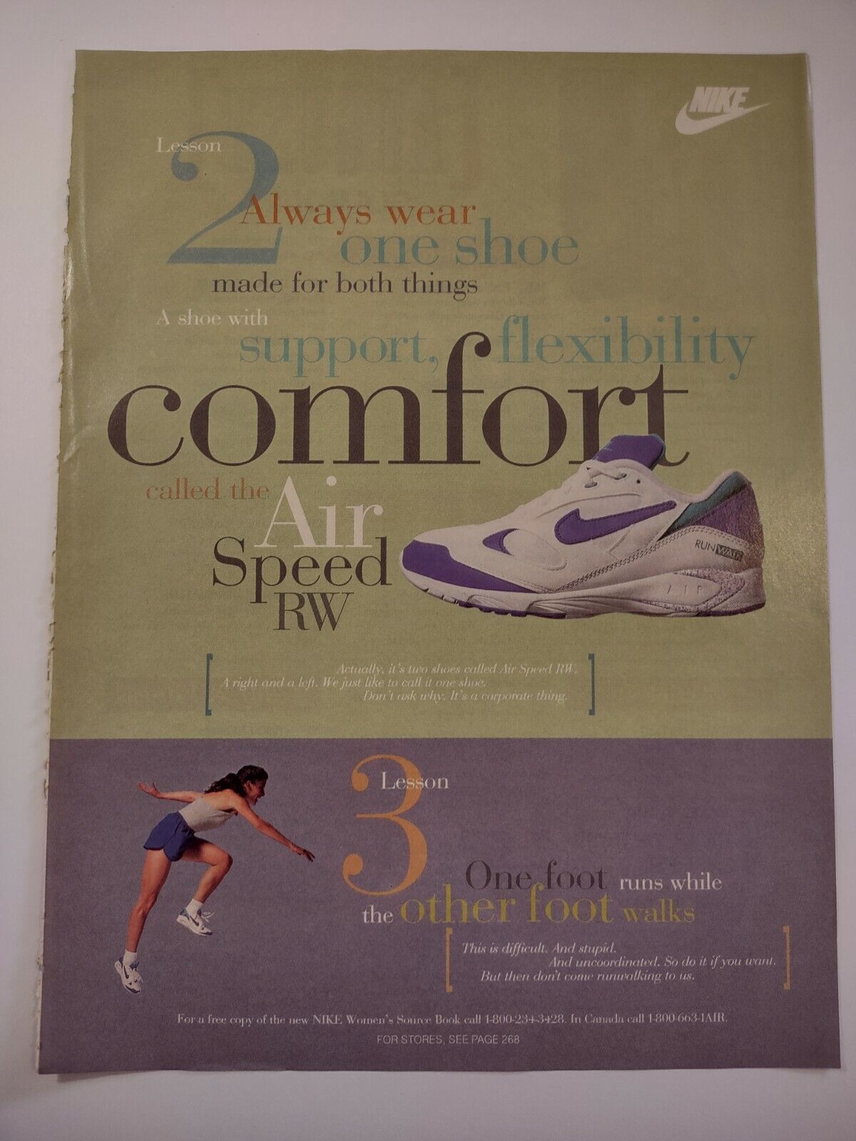 Nike Air Speed RW Sports Shoes Vintage 1990s Print Ad