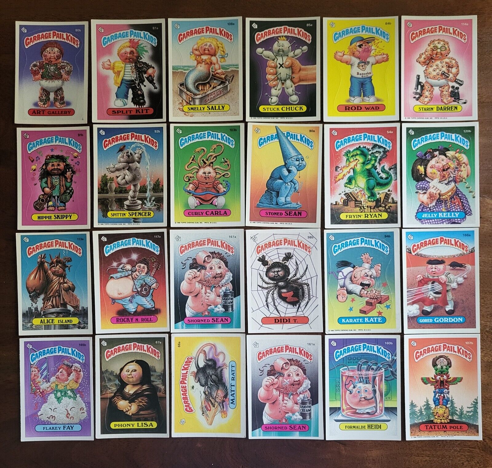 Vintage 1986 Garbage Pail Kids Lot of 24 Cards Stickers No Duplicates