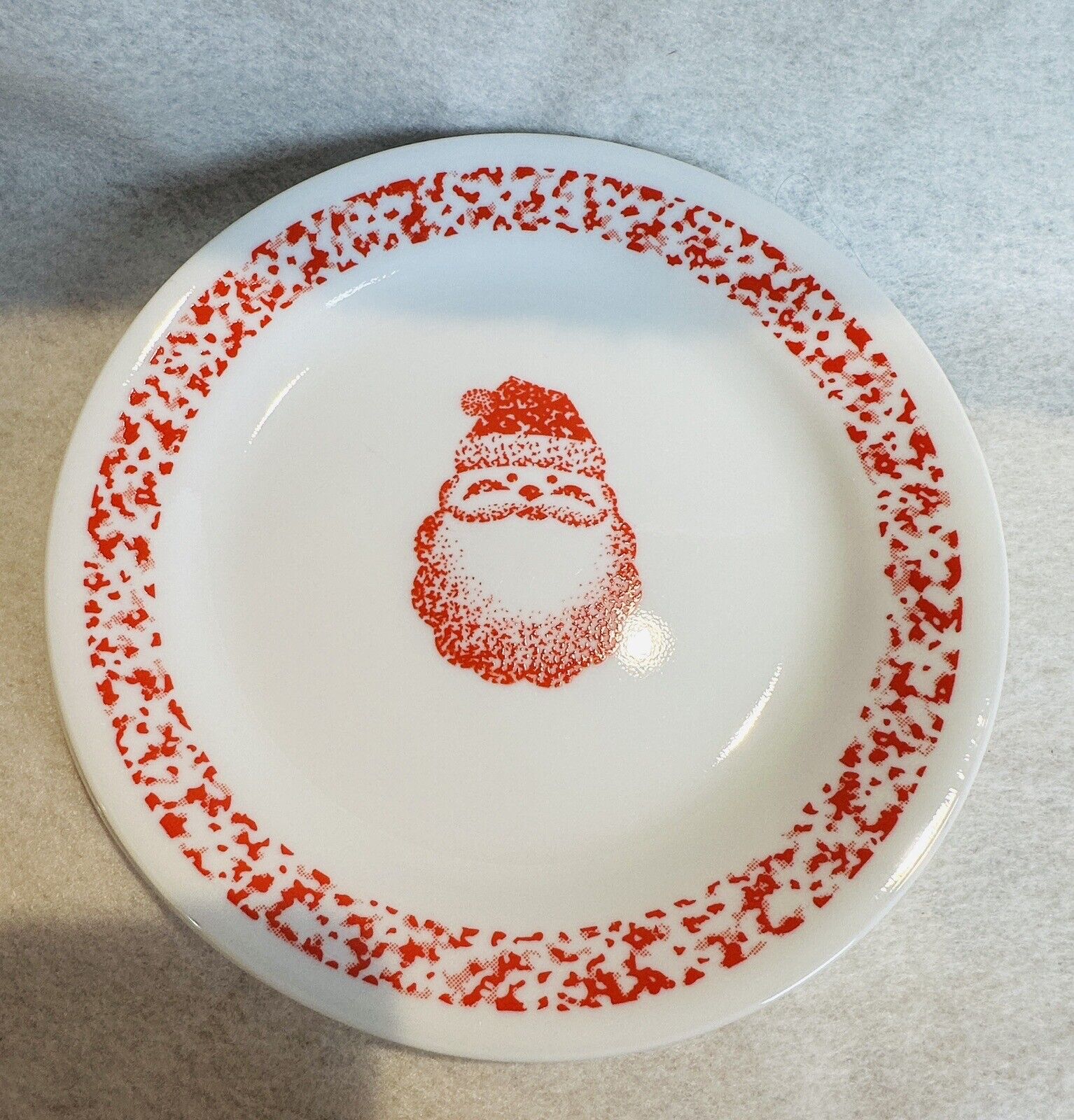 4 Corelle Sponge Ware Santa Lunch Plates 7.25” Red White - Multiples Available