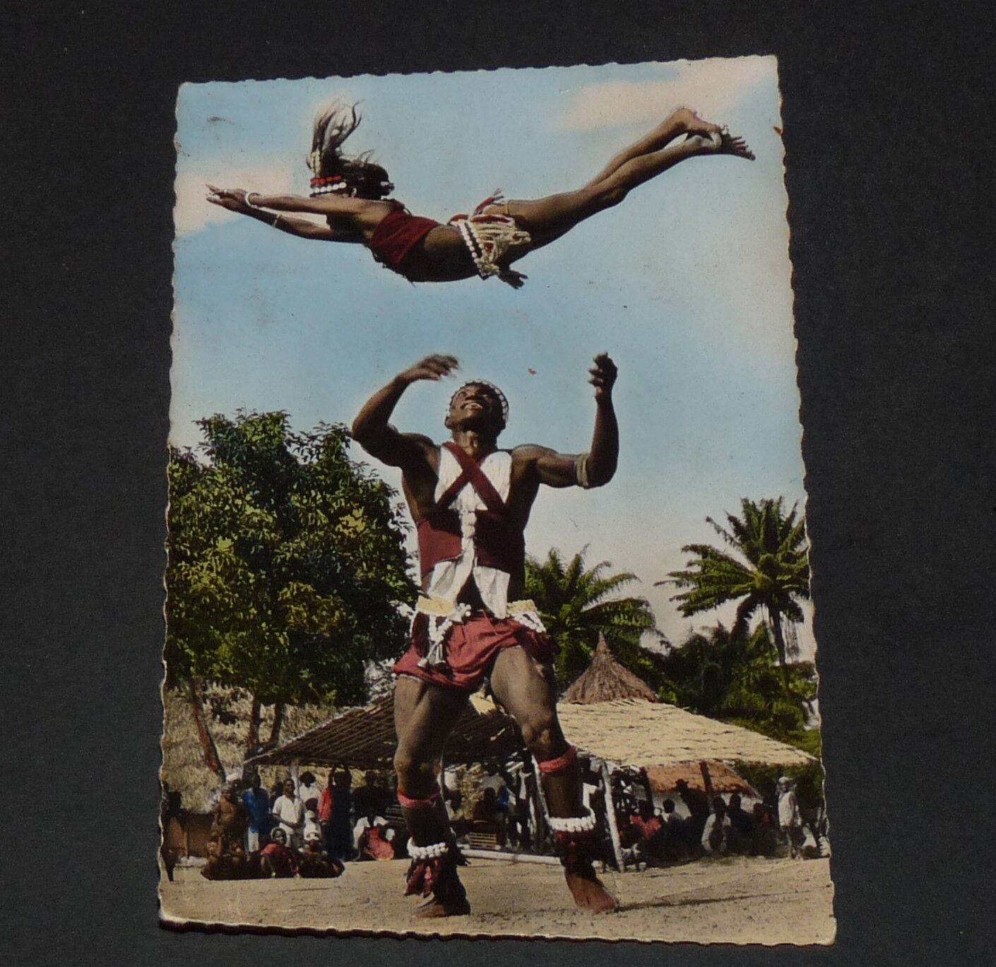 CPA PHOTO 1960-1965 BLACK AFRICA COLONY FRANCE AOF ACROBATIC DANCERS