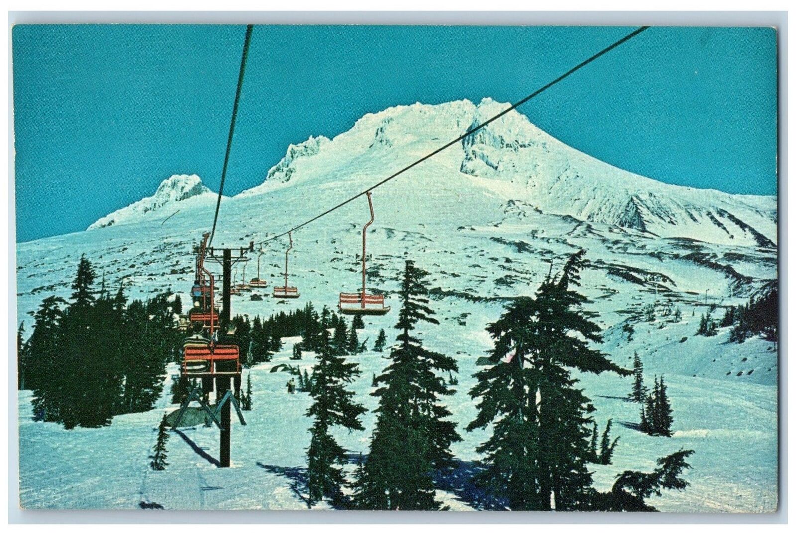 Oregon OR Postcard Ski Lift At Timberline Lodge On The Mt. Hood c1960\'s Vintage