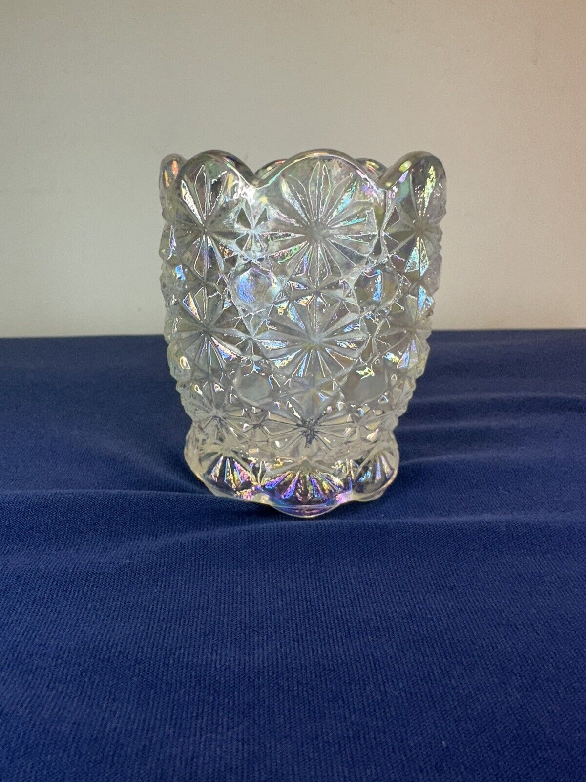 CLEAR IRIDESCENT GLASS VOTIVE CANDLE HOLDER -LE SMITH DAISY & BUTTON -