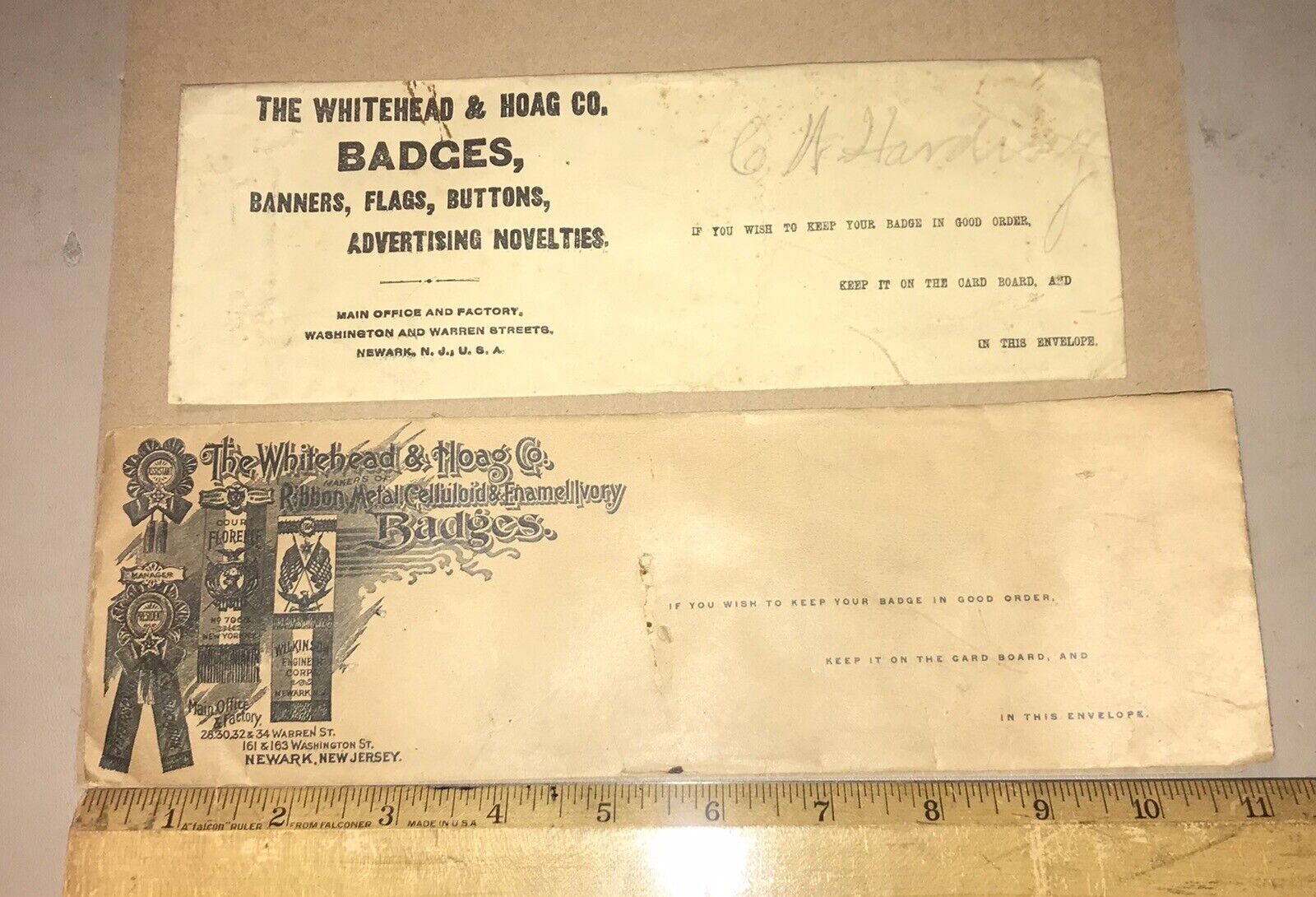 Vintage Whitehead & Hoag Letterheads 1888 Advertising Envelopes Pres. Jefferson