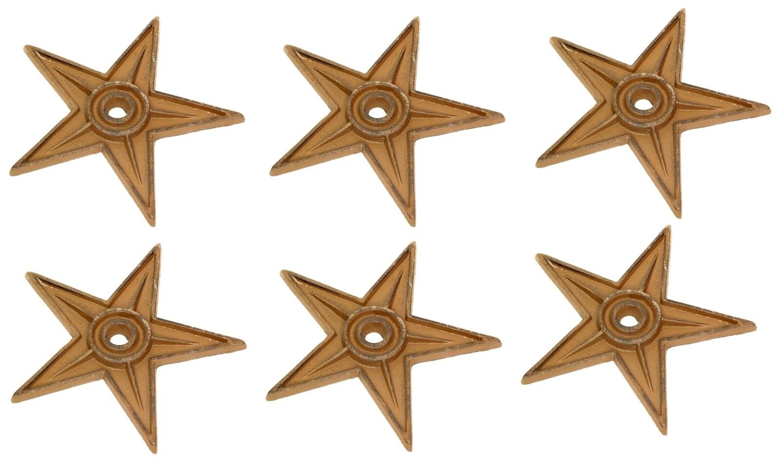 Set: 6 Extra Large Cast Iron Stars w/ Center Holes Western Country Decor Each 9\