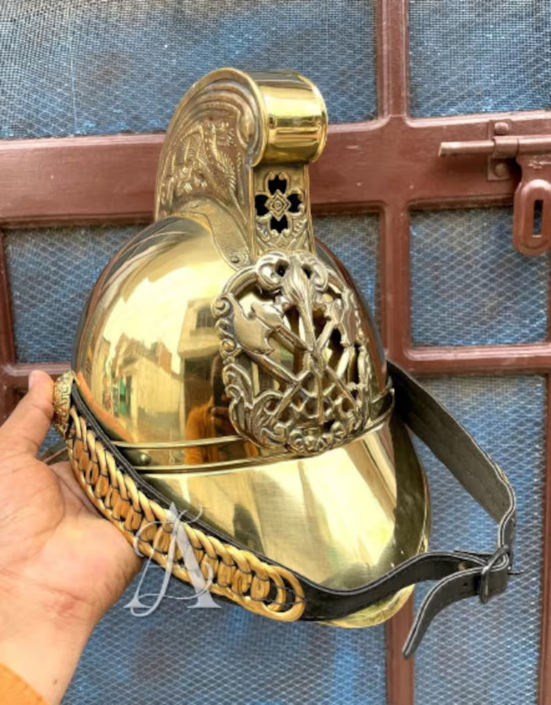 British Fire Cheif Victoria Era Authentic Brass Fireman Helmet Napoleonic French