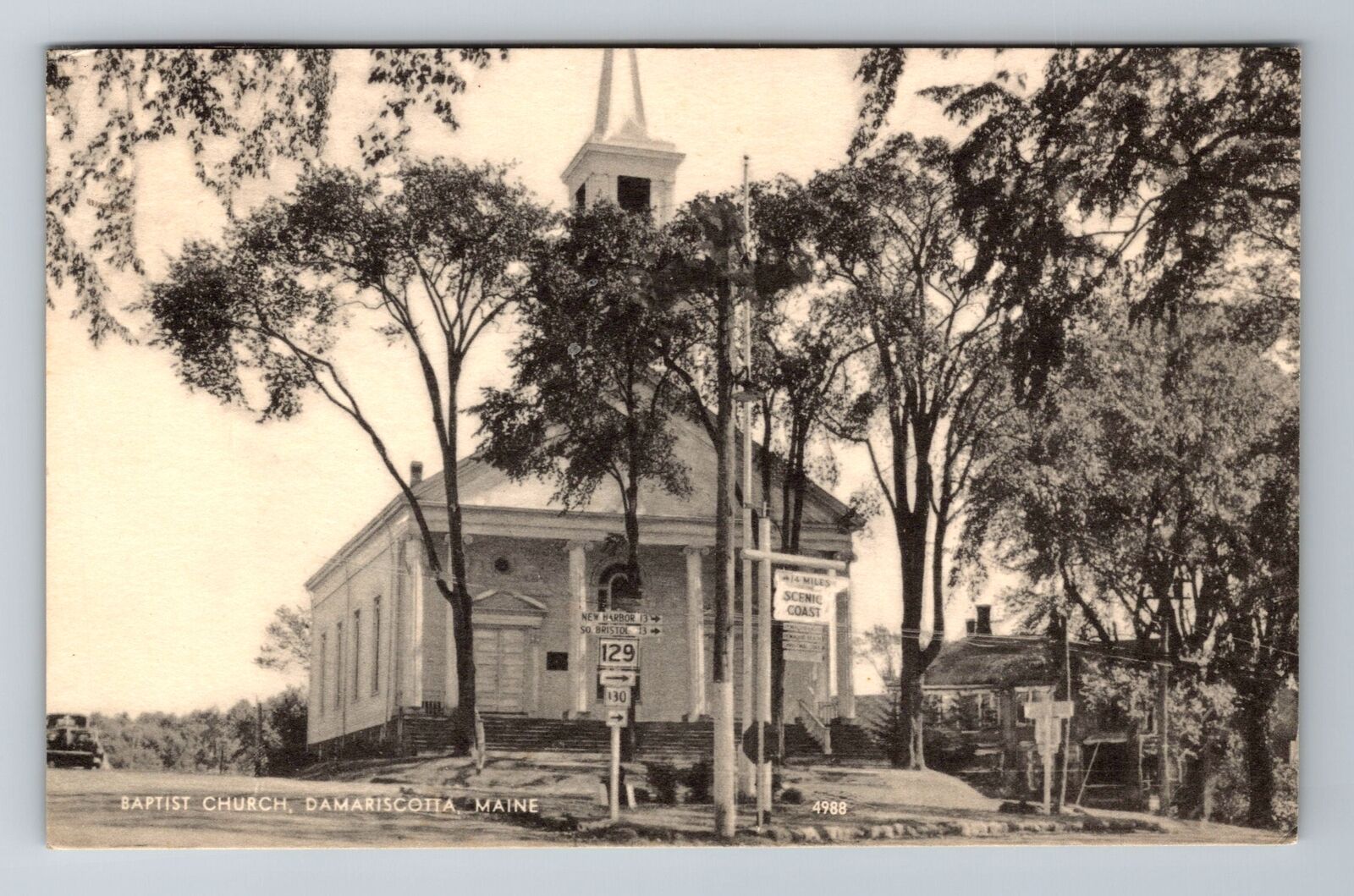 Damariscotta ME-Maine, Baptist Church, Religion, Antique Vintage c1952 Postcard