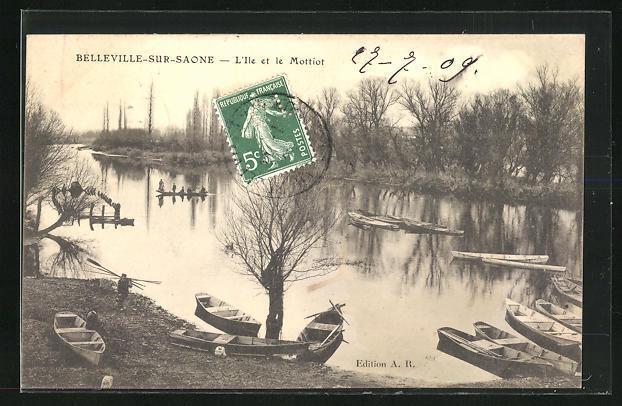 CPA Belleville-sur-Saone, L\'Ile et le Mottiot 1909 