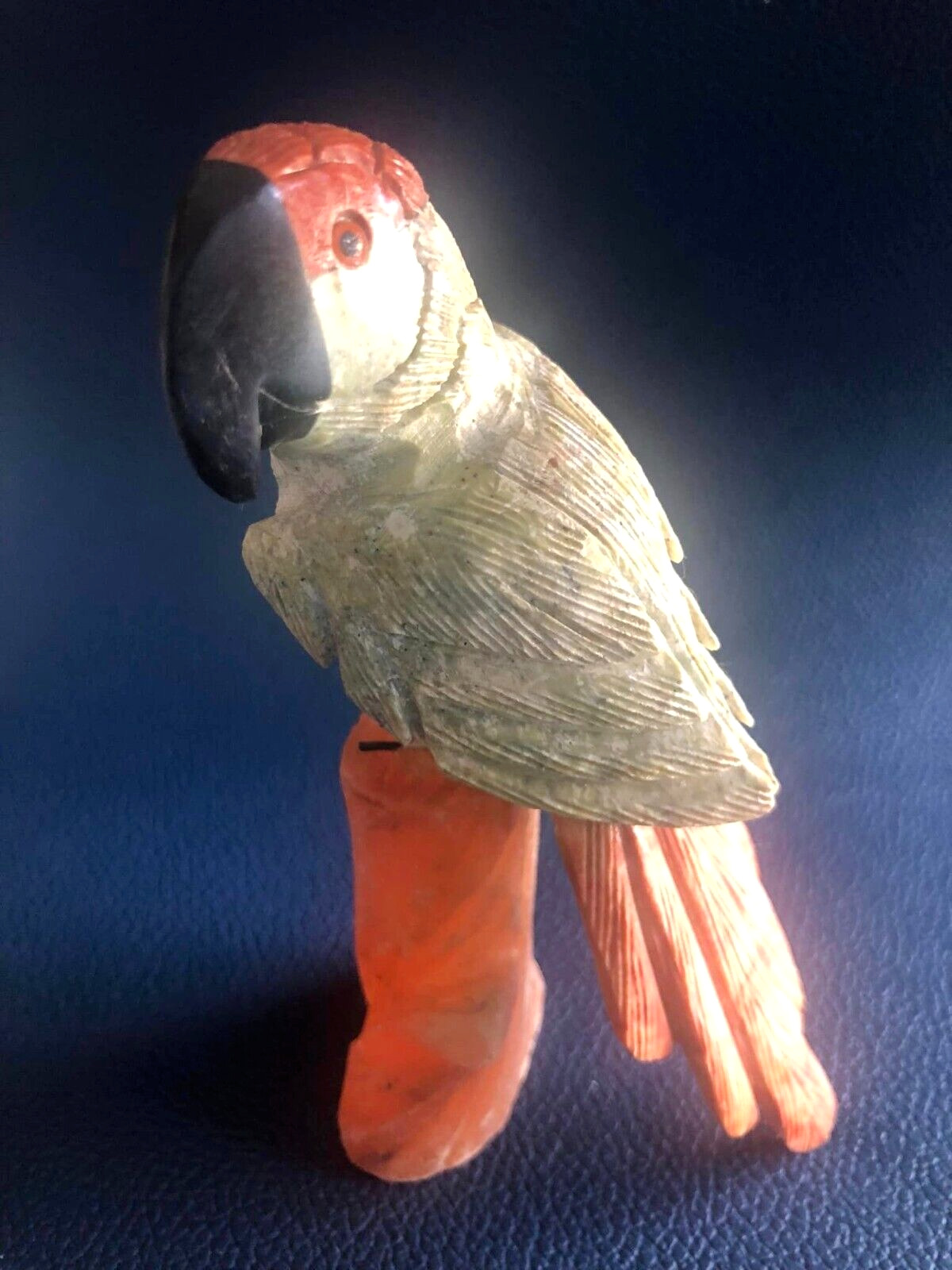 Stunning Tropical Parrot on Natural Gemstones Figurine