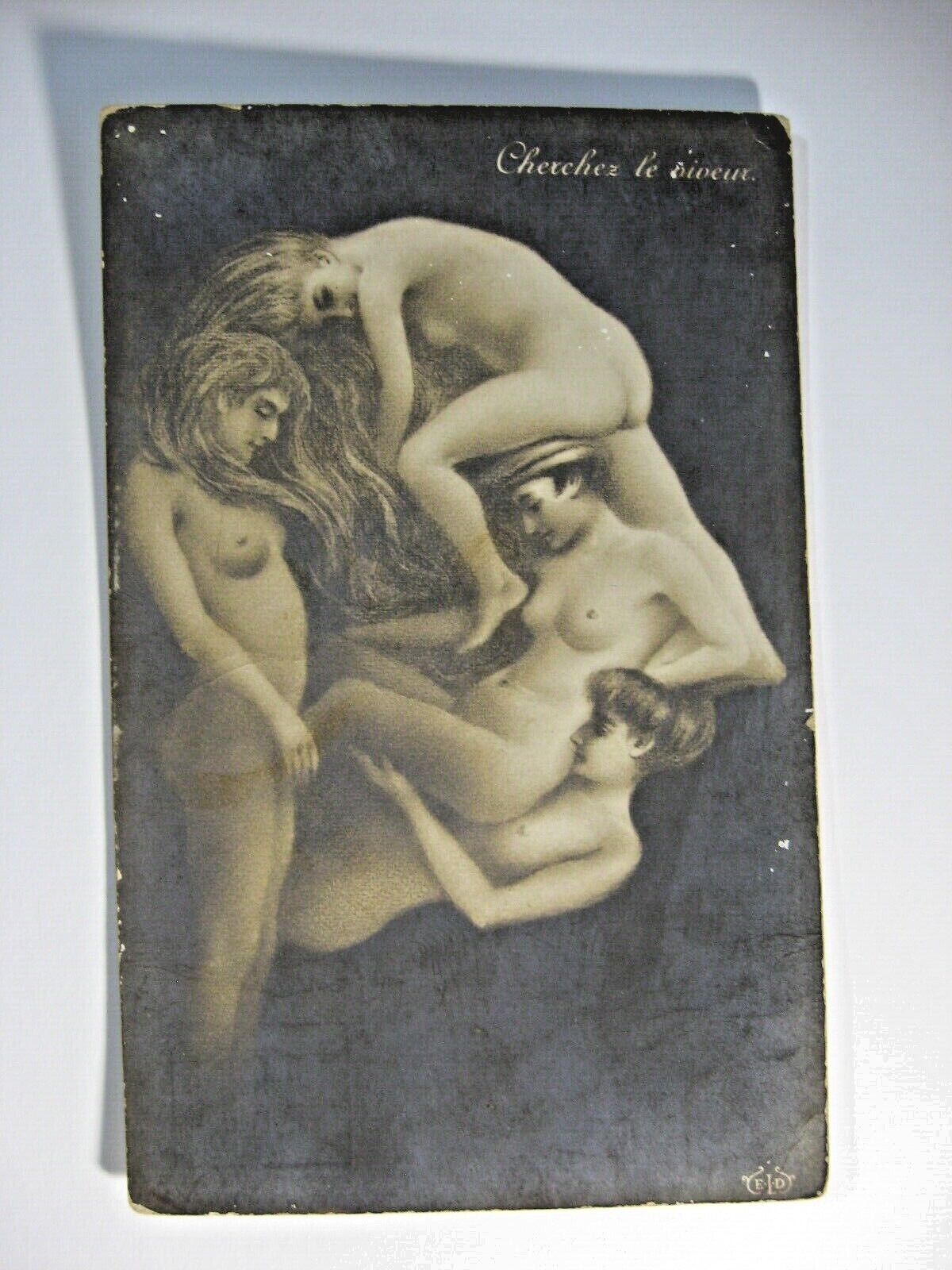 Very Rare Vintage Metamorphic Fantasy Nude Women Chexchez le diveux Paris c1910 