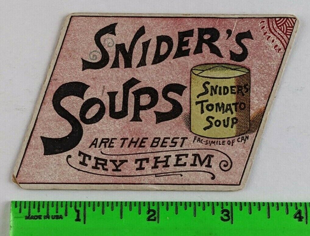 Vintage 1900\'s Snider\'s Tomato Soup Can Food Advertisement Trade Card