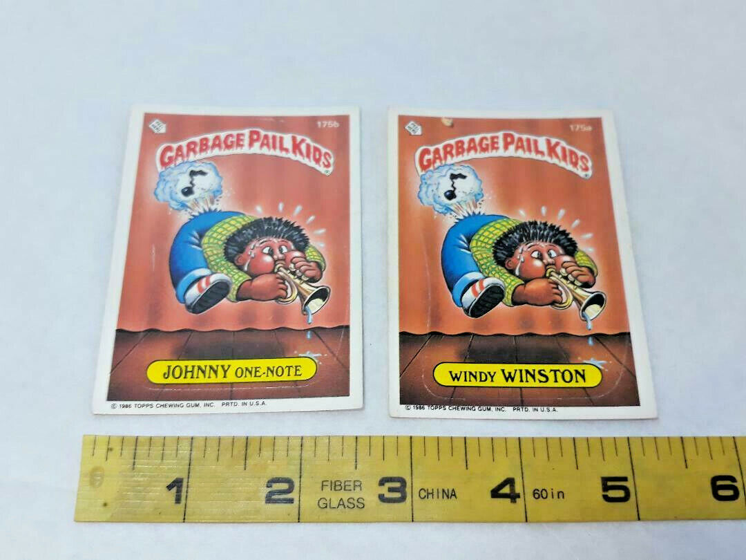 Vintage 1986 Topps Garbage Pail Kids Windy Winston 175a Johnny One-Note 175b
