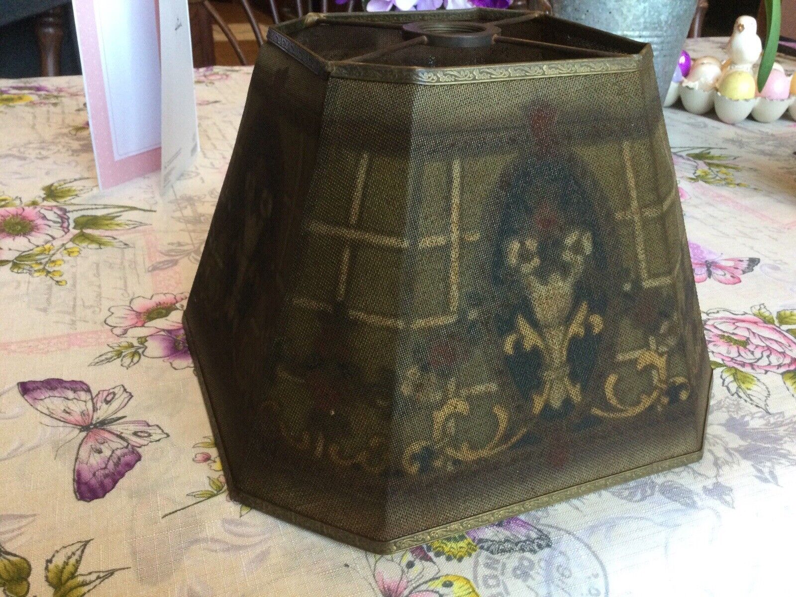 Antique Rembrandt Painted Mesh Lampshade~Art Deco or Nouveau~ Early 1900\'s
