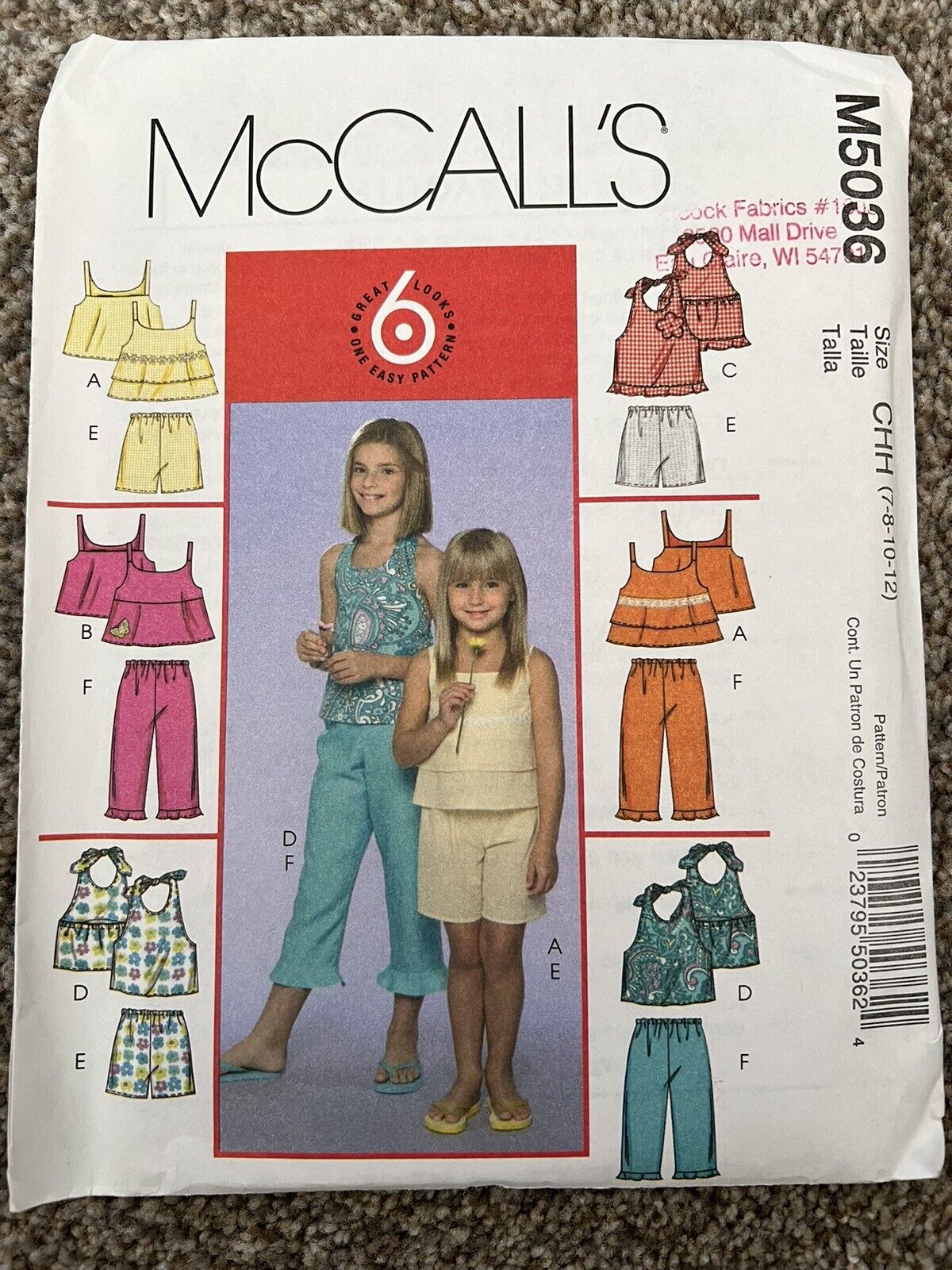 NEW* McCalls #M5036 Girls Sewing Pattern/ Size 7-12