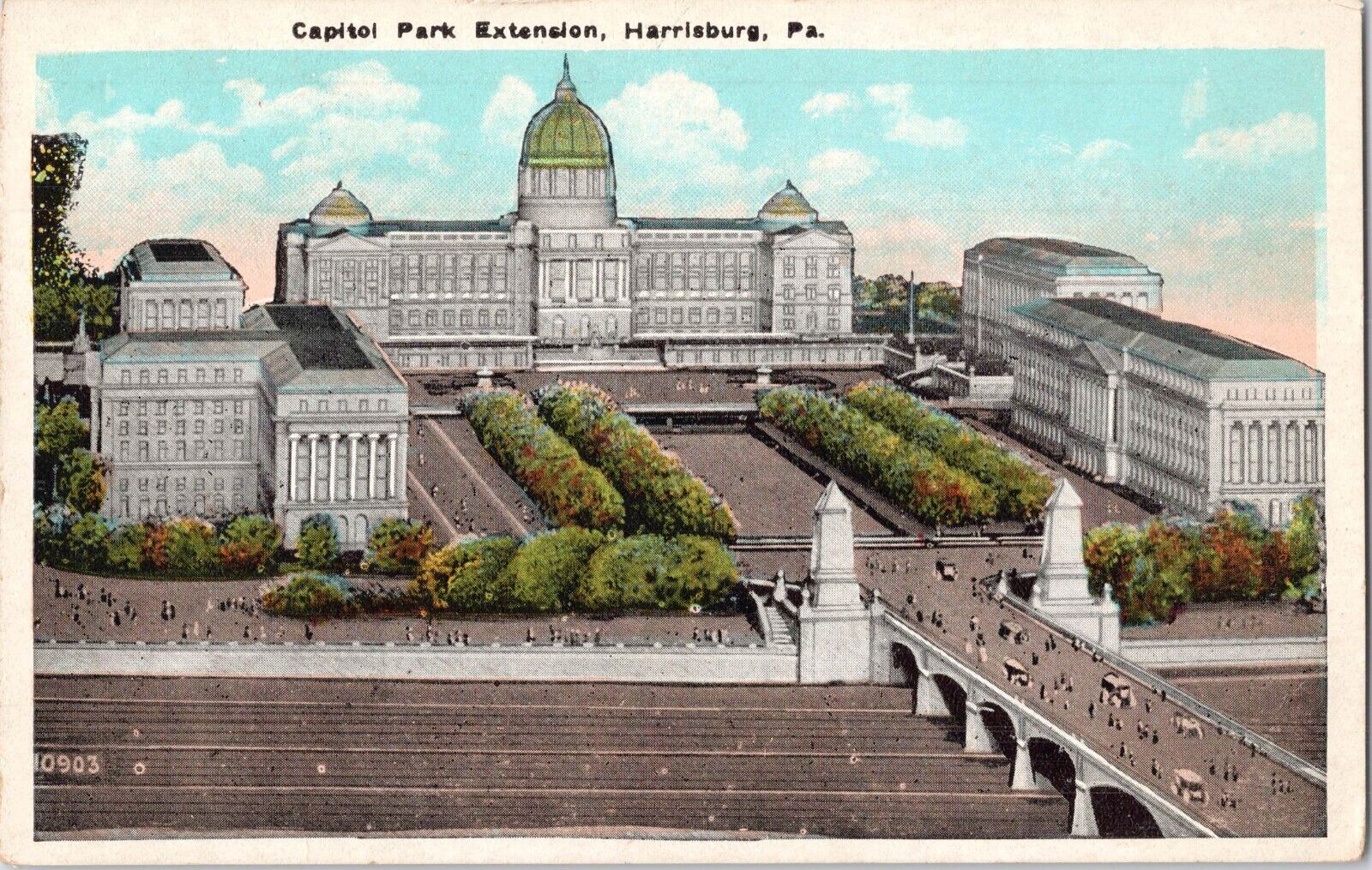 c 1920 Harrisburg, Pennsylvania Capitol Park Extension Antique Postcard
