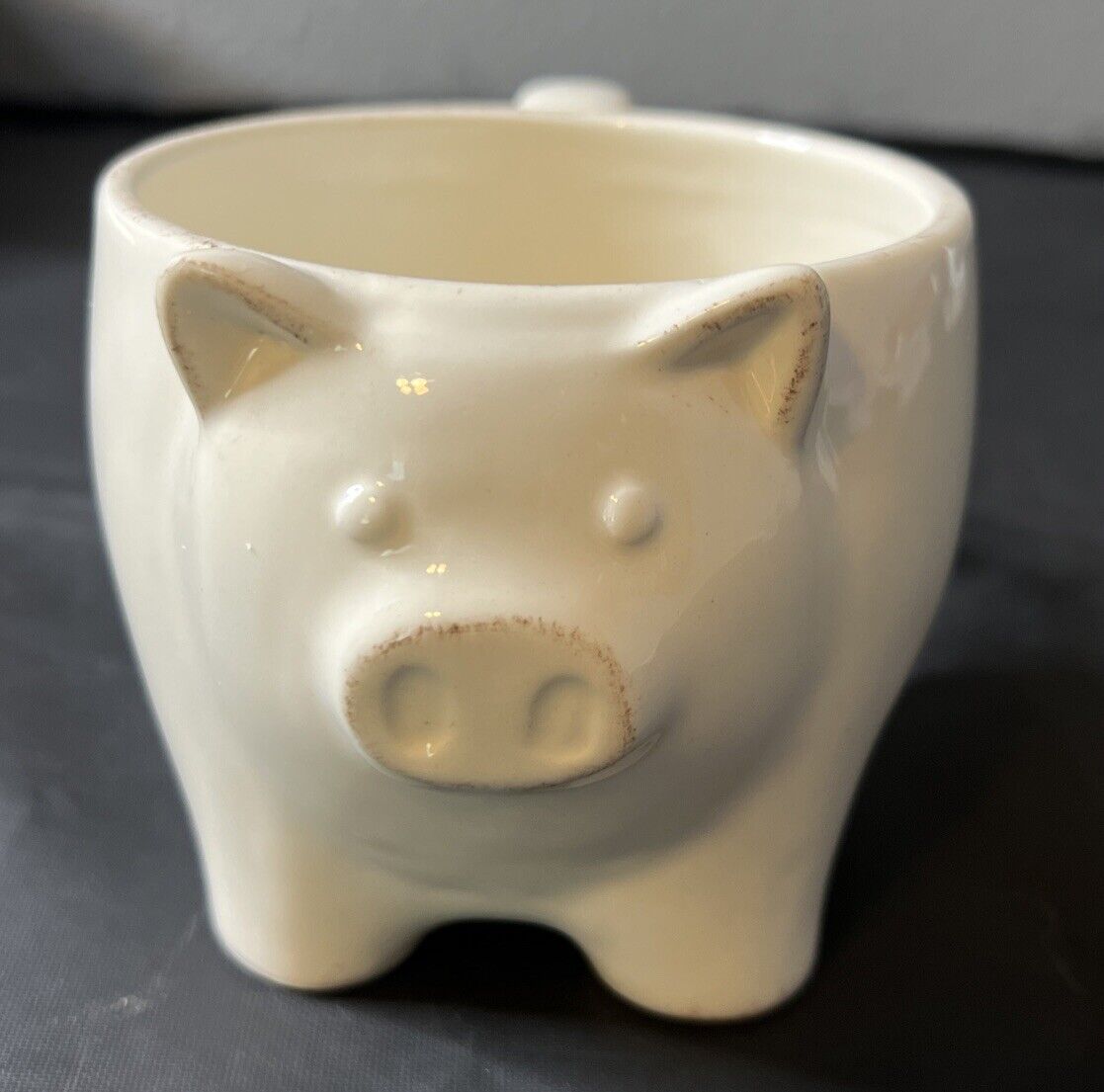 Tag White Pig Piggy Shaped Coffee Tea Mug Cup Collectible Ceramic Porky