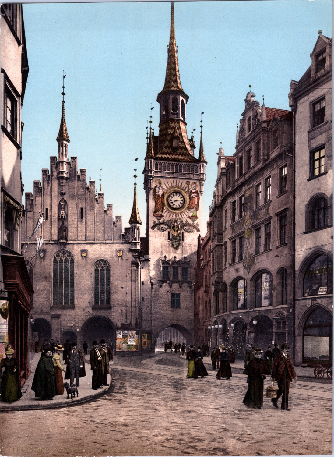 Germany, Munich. Old Town Hall. vintage print photochromie, vintage photo