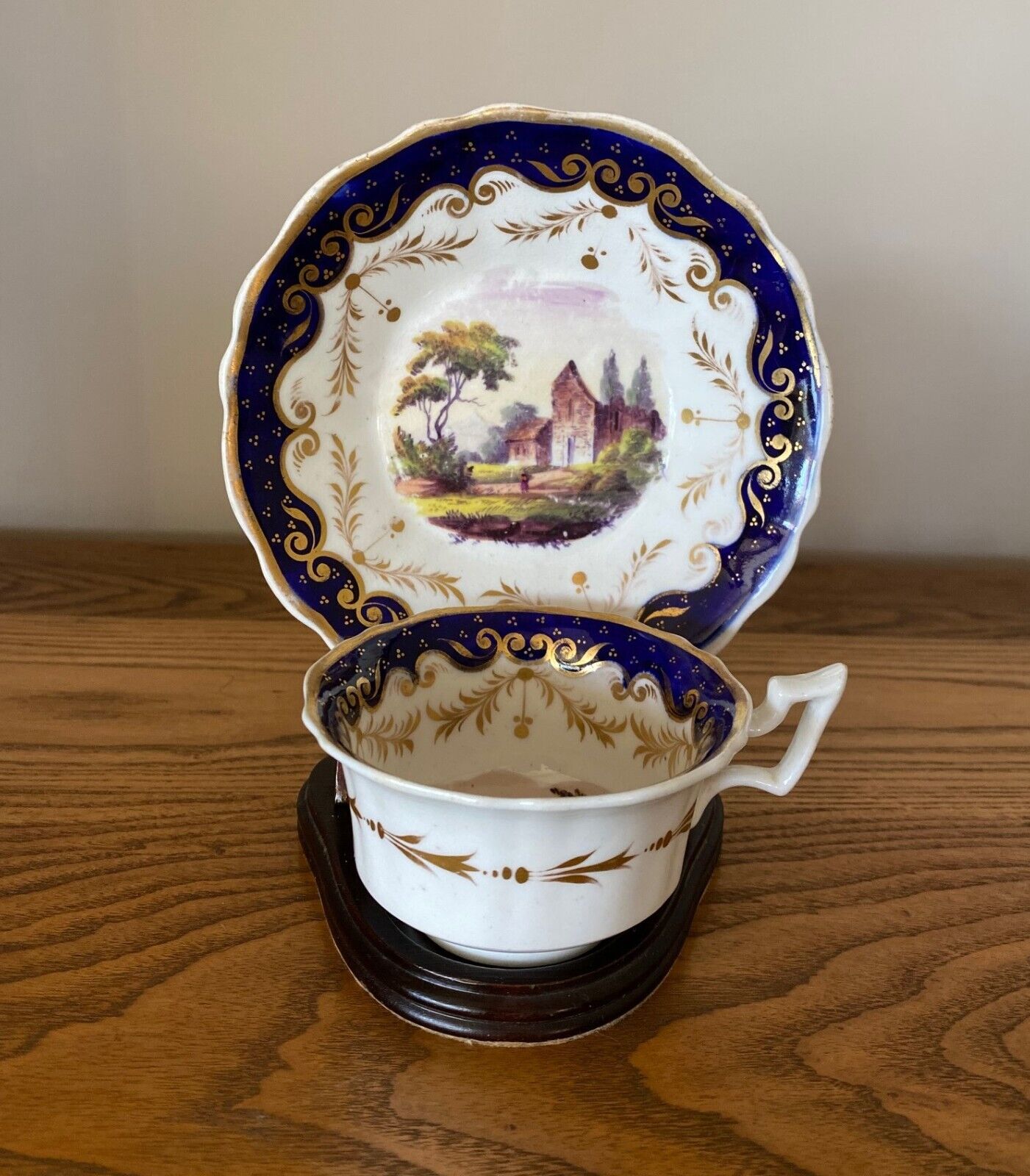 Antique Ridgway Porcelain Topographical Teacup and Saucer - Pattern 771
