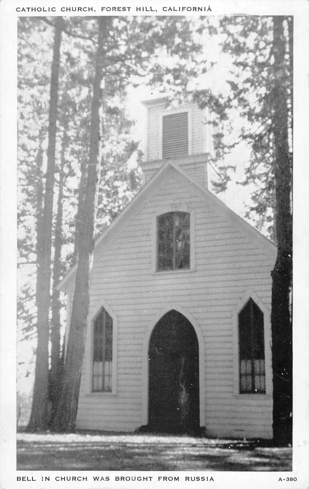Catholic Church, Foresthill, CA Placer County c1940s Vintage Postcard