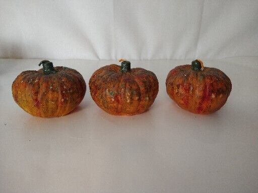 Set Of 3 Figure Pumpkin Candles Botanical Wax
