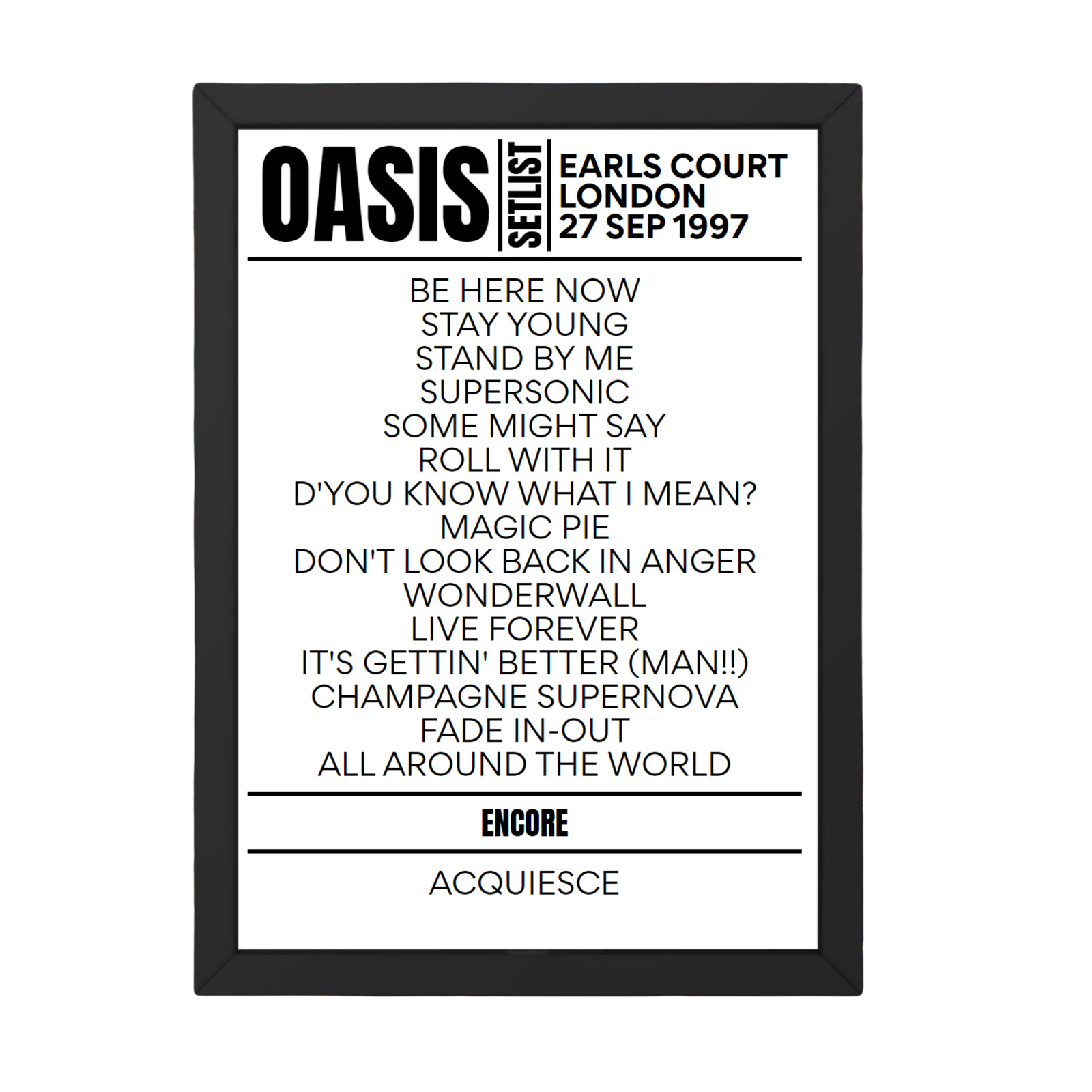 Oasis Setlist 27-09-1997-London