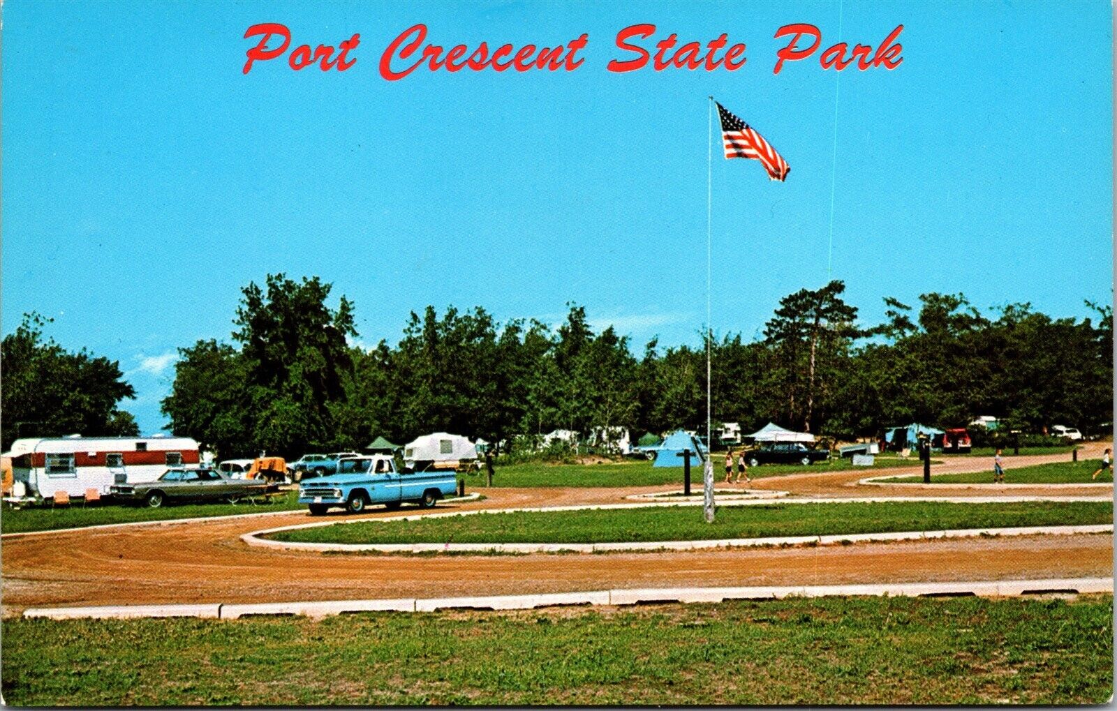 Vtg Port Austin Michigan MI Port Cresent State Park Entrance Campground Postcard