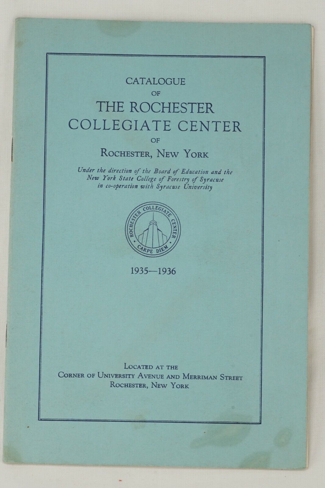 1936 Rochester Collegiate Center Catalog, College Rochester NY 1935-36