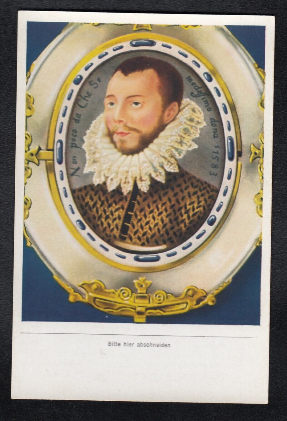 Vintage 1933 Trade Card of PHILLIP II of Spain (1527-1598) Portrait Isaac Oliver